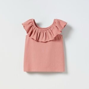 NWT Zara 9-12m ruffled sleeveless cotton top pink